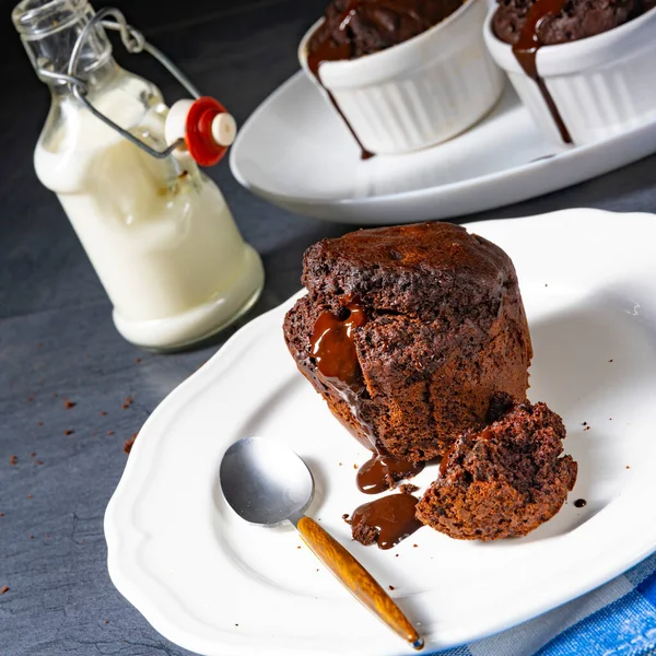 Delicious chocolate muffins with chocolate chips