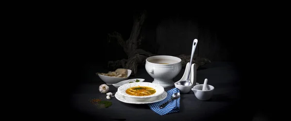 ピカンテ オイスター スープのクローズアップ — ストック写真
