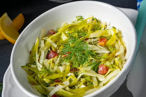 White Cabbage Dill Diced Bacon — Stock Photo, Image