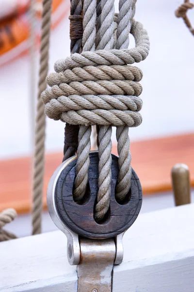 Detail of rigging on a sailboat — Stock Photo, Image