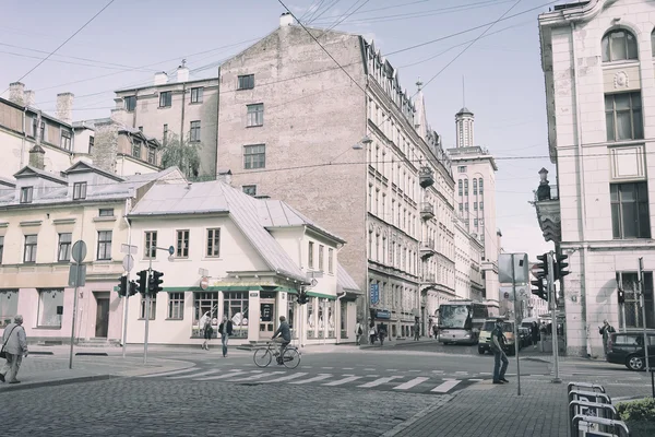 Křižovatka dzirnavu a skolas v Rize — Stock fotografie