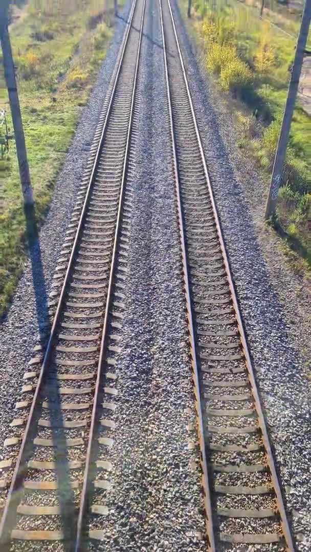 A ferrovia deixou a perspectiva para o horizonte — Vídeo de Stock