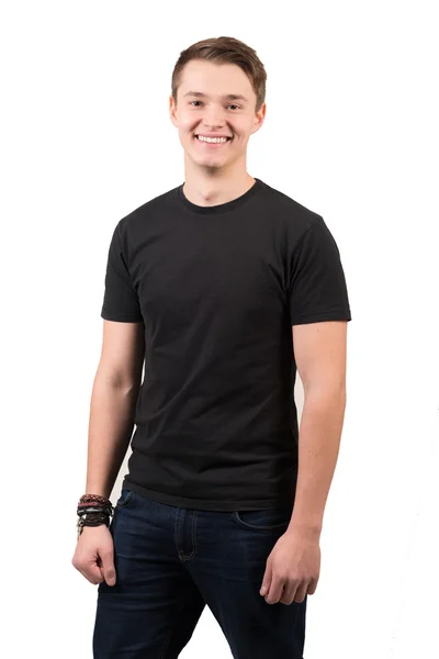 Cheerful young man, isolated over white background Stock Image