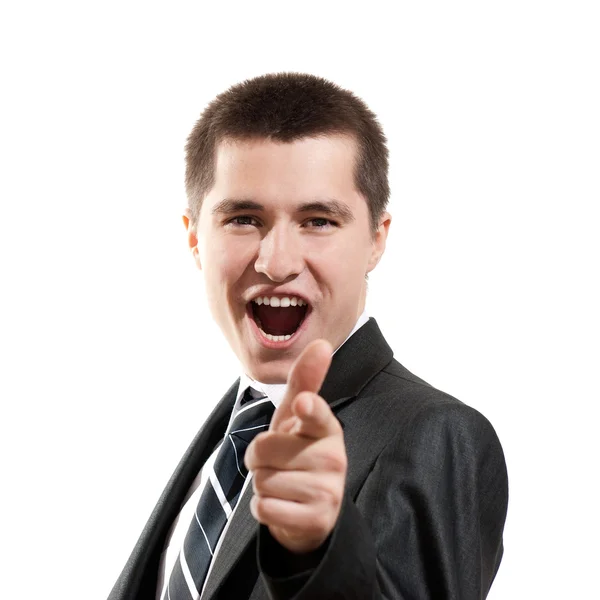 Portrait of young business man pointing at you — Stock Photo, Image