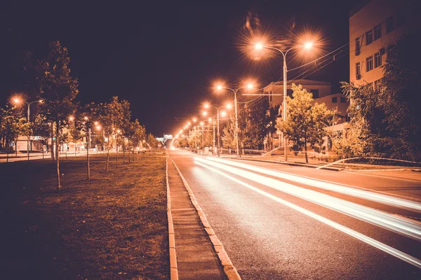 Empty freeway road at night — Stock Photo, Image