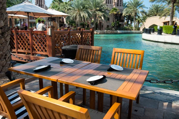 Beach bar on the tropical beach -- hotel in Dubai — Stock Photo, Image