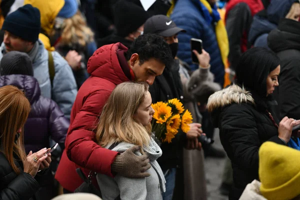 New York Usa 2022 Ukrainska Medborgare Protesterar New York City — Gratis stockfoto