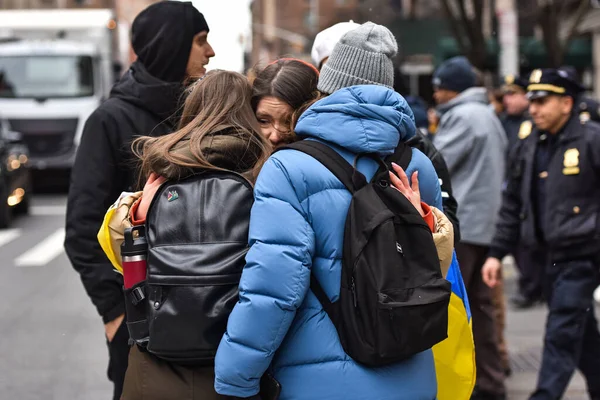 Nueva York Febrero 2022 Protestas Ciudadanos Ucranianos Ciudad Nueva York — Foto de stock gratis