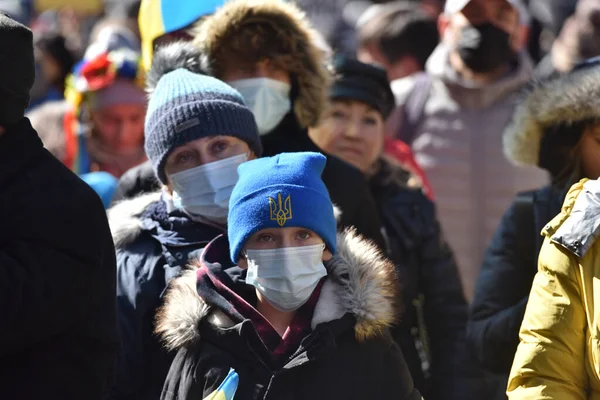 New York Usa Helmikuuta 2022 Ukrainan Kansalaiset Protestoivat New York — ilmainen valokuva kuvapankista