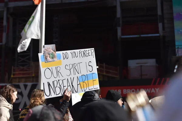 New York Usa Luty 2022 Ukraińscy Obywatele Protestują Przeciwko Wojnie — Darmowe zdjęcie stockowe