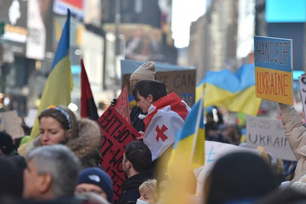 New York Abd Şubat 2022 Ukrayna Vatandaşları Rusya Nın Ukrayna — Ücretsiz Stok Fotoğraf