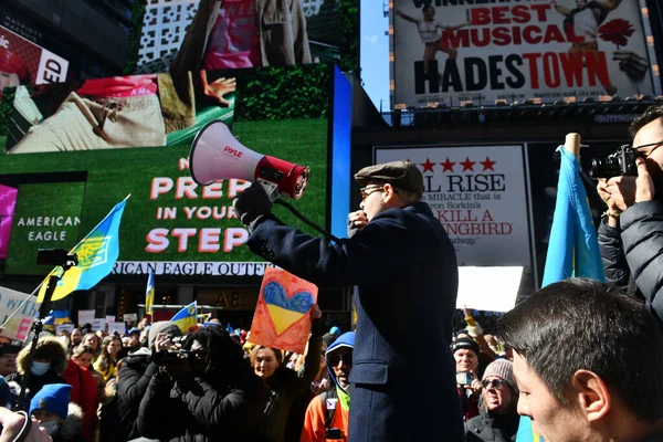 Nou York Sua Februarie 2022 Cetățenii Ucraineni Protestează New York — Fotografie de stoc gratuită