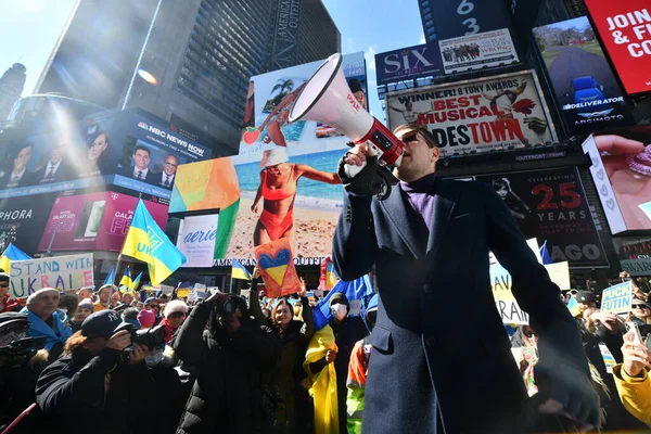 Nou York Sua Februarie 2022 Cetățenii Ucraineni Protestează New York — Fotografie de stoc gratuită