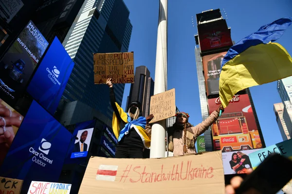 New York Usa Febbraio 2022 Cittadini Ucraini Protestano New York — Foto stock gratuita