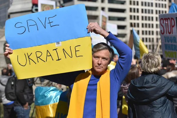 Washington Eua Fevereiro 2022 Protestos Cidadãos Ucranianos Washington Perto Casa — Fotografia de Stock Grátis
