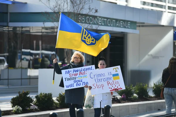 Washington Сша February 2022 Протести Громадян України Вашингтоні Біля Білого — стокове фото