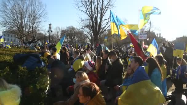 华盛顿特区 2022年2月27日 在俄罗斯开始入侵乌克兰后 乌克兰公民在华盛顿特区白宫附近抗议战争 — 图库视频影像