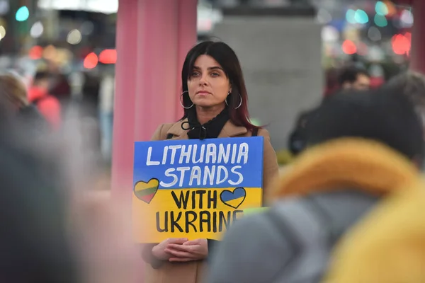 New York City Sua Martie 2022 Cetățenii Ucraineni Protestează Times — Fotografie de stoc gratuită