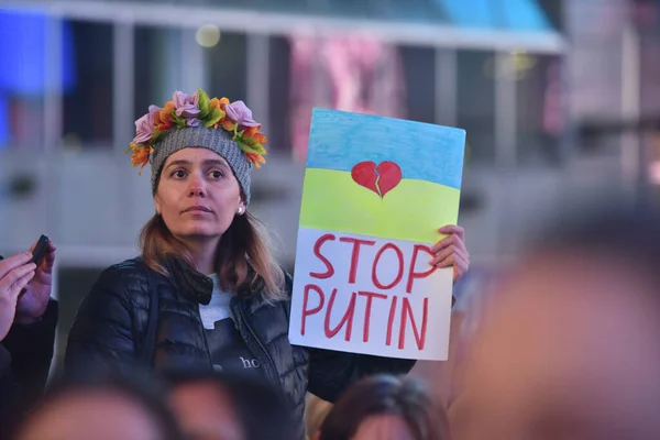 New York City Sua Martie 2022 Cetățenii Ucraineni Protestează Times — Fotografie de stoc gratuită