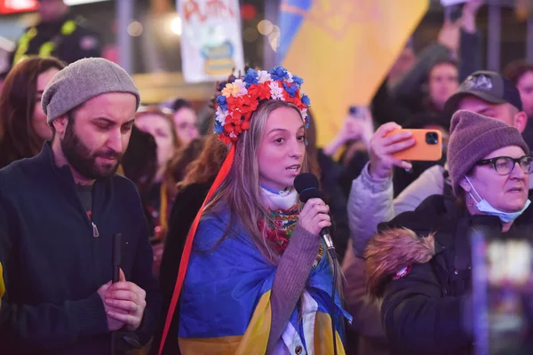 New York City Sua Martie 2022 Cetățenii Ucraineni Protestează Times — Fotografie, imagine de stoc