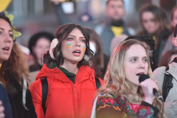 Nueva York City Estados Unidos Marzo 2022 Protestas Ciudadanos Ucranianos — Foto de stock gratis