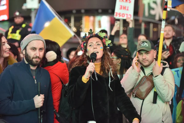 Nueva York City Estados Unidos Marzo 2022 Protestas Ciudadanos Ucranianos — Foto de stock gratis