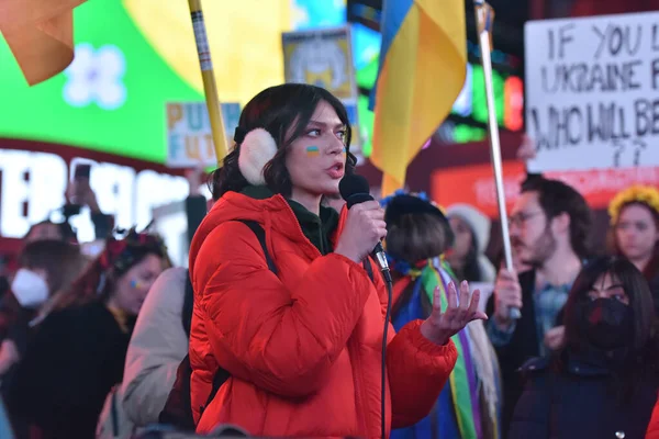 Nueva York City Estados Unidos Marzo 2022 Protestas Ciudadanos Ucranianos — Foto de Stock