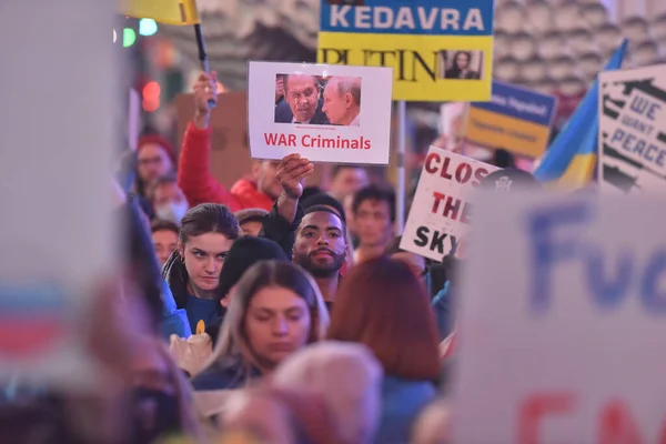 New York City Usa Mars 2022 Ukrainska Medborgare Protesterar Times — Gratis stockfoto