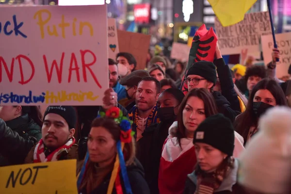 New York City Sua Martie 2022 Cetățenii Ucraineni Protestează Times — Fotografie, imagine de stoc