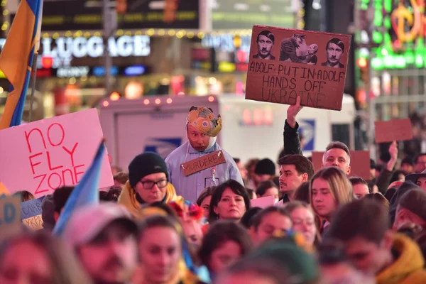 New York City Usa Maart 2022 Oekraïense Burgers Protesteren Times — Gratis stockfoto