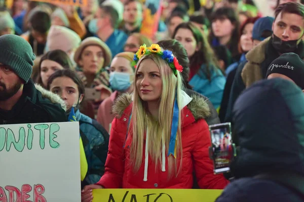 New York City Usa March 2022 Ukrainian Citizens Protests Times — Free Stock Photo