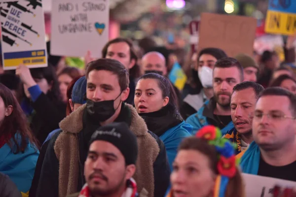 New York City Sua Martie 2022 Cetățenii Ucraineni Protestează Times — Fotografie de stoc gratuită