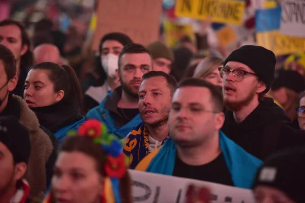 New York City Sua Martie 2022 Cetățenii Ucraineni Protestează Times — Fotografie de stoc gratuită