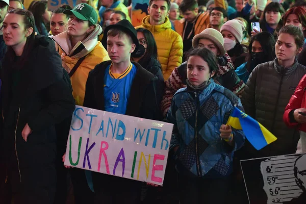 New York City Sua Martie 2022 Cetățenii Ucraineni Protestează Times — Fotografie de stoc gratuită