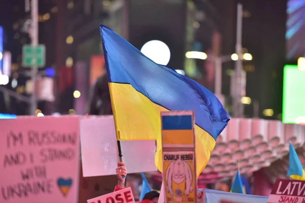 New York City Sua Martie 2022 Cetățenii Ucraineni Protestează Times — Fotografie, imagine de stoc