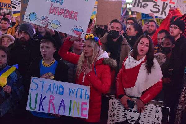 Nueva York City Estados Unidos Marzo 2022 Protestas Ciudadanos Ucranianos — Foto de stock gratis