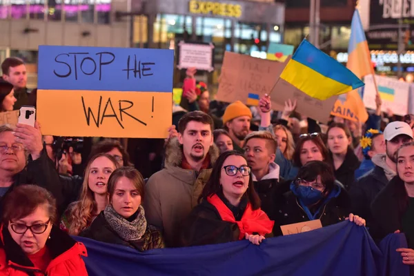 Nueva York City Estados Unidos Marzo 2022 Protestas Ciudadanos Ucranianos — Foto de Stock