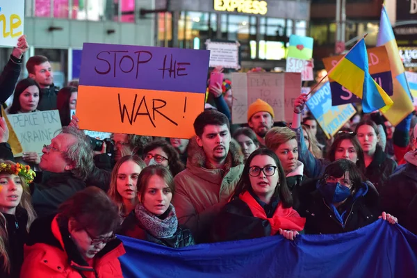 Nueva York City Estados Unidos Marzo 2022 Protestas Ciudadanos Ucranianos — Foto de Stock