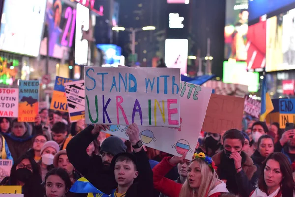 New York City États Unis Mars 2022 Des Citoyens Ukrainiens — Photo