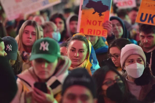 New York City Usa März 2022 Ukrainische Bürger Protestieren Auf — kostenloses Stockfoto