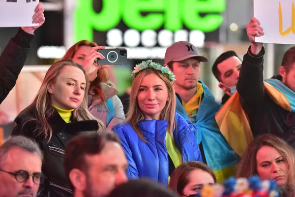 New York City Sua Martie 2022 Cetățenii Ucraineni Protestează Times — Fotografie de stoc gratuită