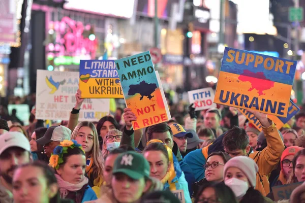 Нью Йорк Сша Марта 2022 Года Украинские Граждане Протестуют Таймс — стоковое фото
