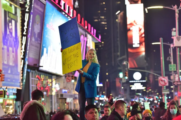 Нью Йорк Сша Марта 2022 Года Украинские Граждане Протестуют Таймс — Бесплатное стоковое фото