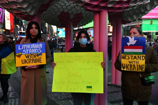 New York City Sua Martie 2022 Cetățenii Ucraineni Protestează Times — Fotografie de stoc gratuită