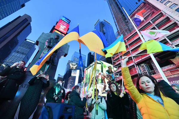 Нью Йорк Сша Марта 2022 Года Украинские Граждане Протестуют Таймс — Бесплатное стоковое фото
