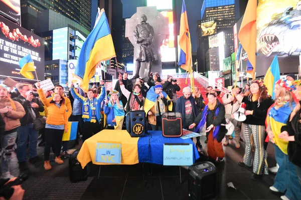 New York City Usa March 2022 Ukrainian Citizens Protests Times — Free Stock Photo
