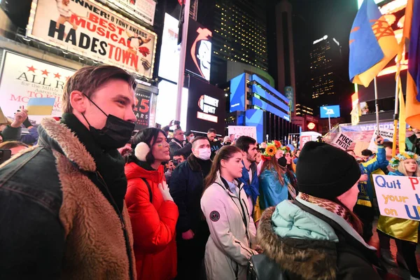 New York City Usa März 2022 Ukrainische Bürger Protestieren Auf — kostenloses Stockfoto