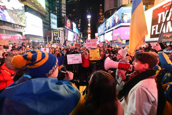 New York City Sua Martie 2022 Cetățenii Ucraineni Protestează Times — Fotografie, imagine de stoc