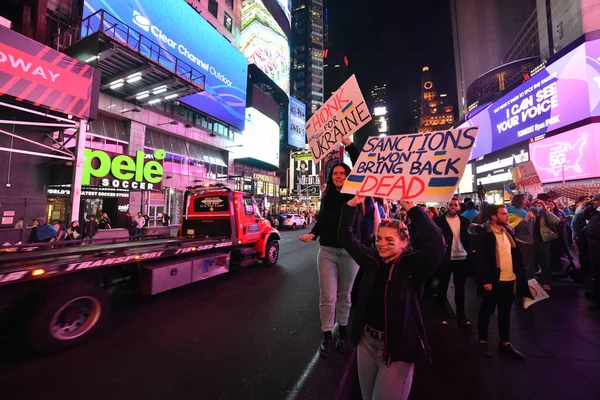 New York City Usa März 2022 Ukrainische Bürger Protestieren Auf — Stockfoto