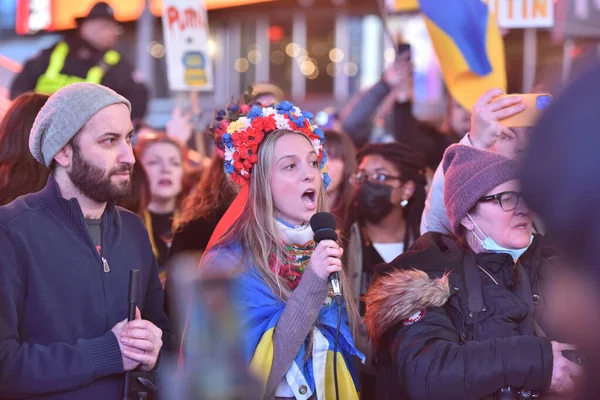 New York City Usa Marzo 2022 Cittadini Ucraini Protestano Times — Foto Stock